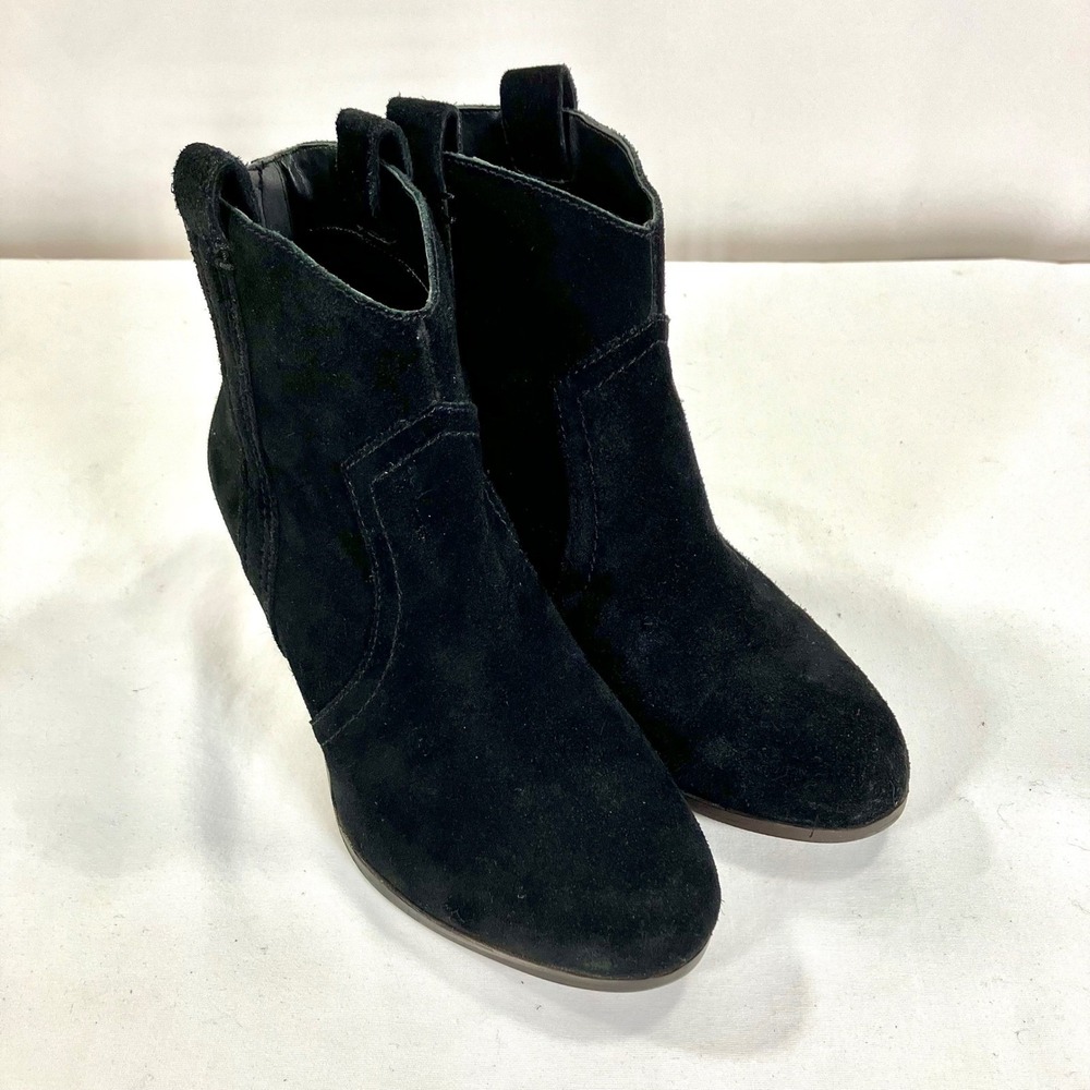 Sam Edelman Ankle Boots Black Suede Western Block Heel Zip Booties Womens Sz 7.5 - Picture 3 of 10